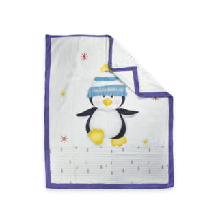 pimsa india new born cotton multilayer breathable baby blanket dohar for gifting blue color penguin theme latest front view