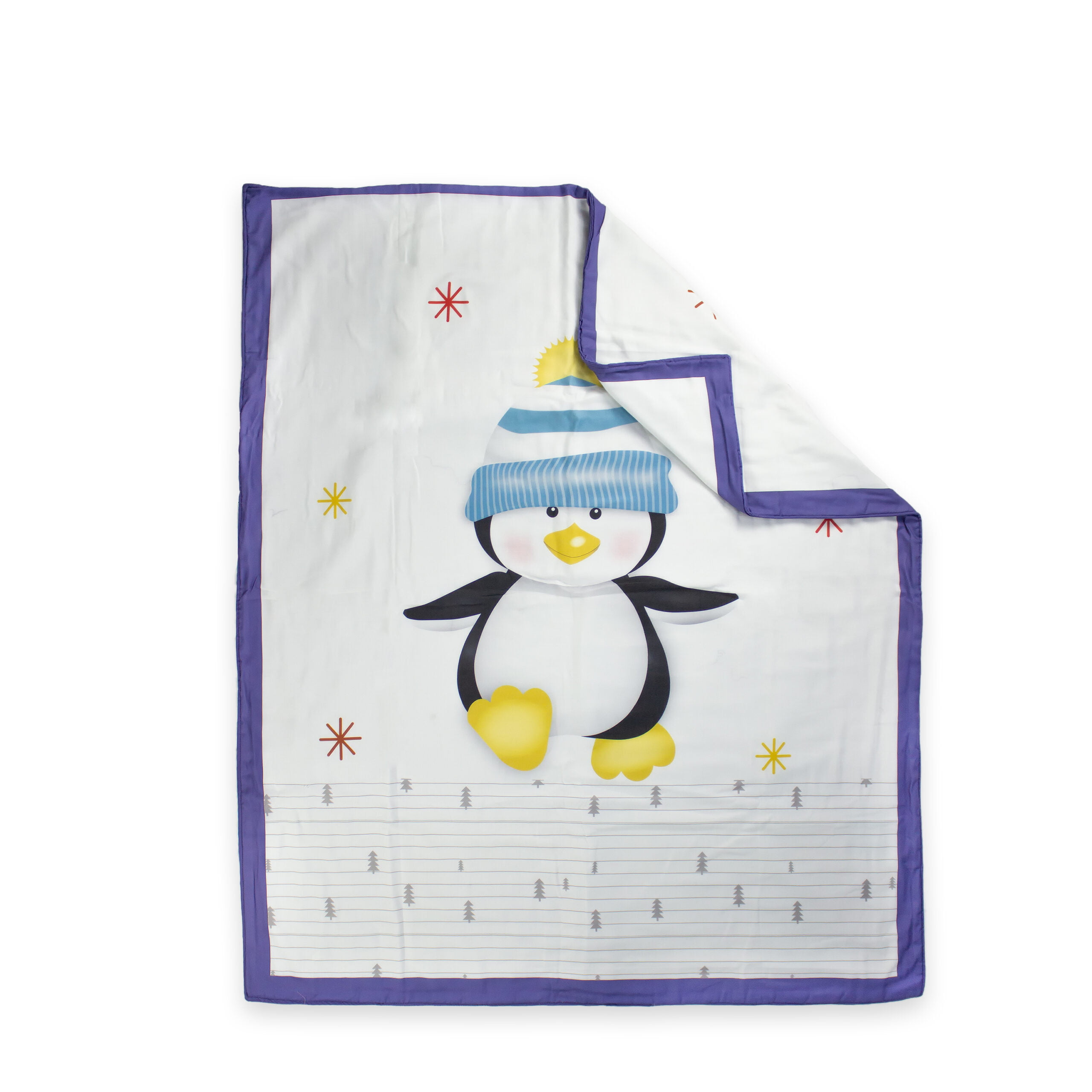 pimsa india new born cotton multilayer breathable baby blanket dohar for gifting blue color penguin theme latest front view