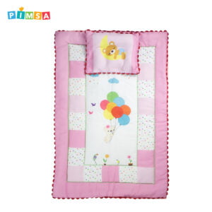 pimsa india new born baby quilt with dry sheet and pillow pink color ballon theme latest front view