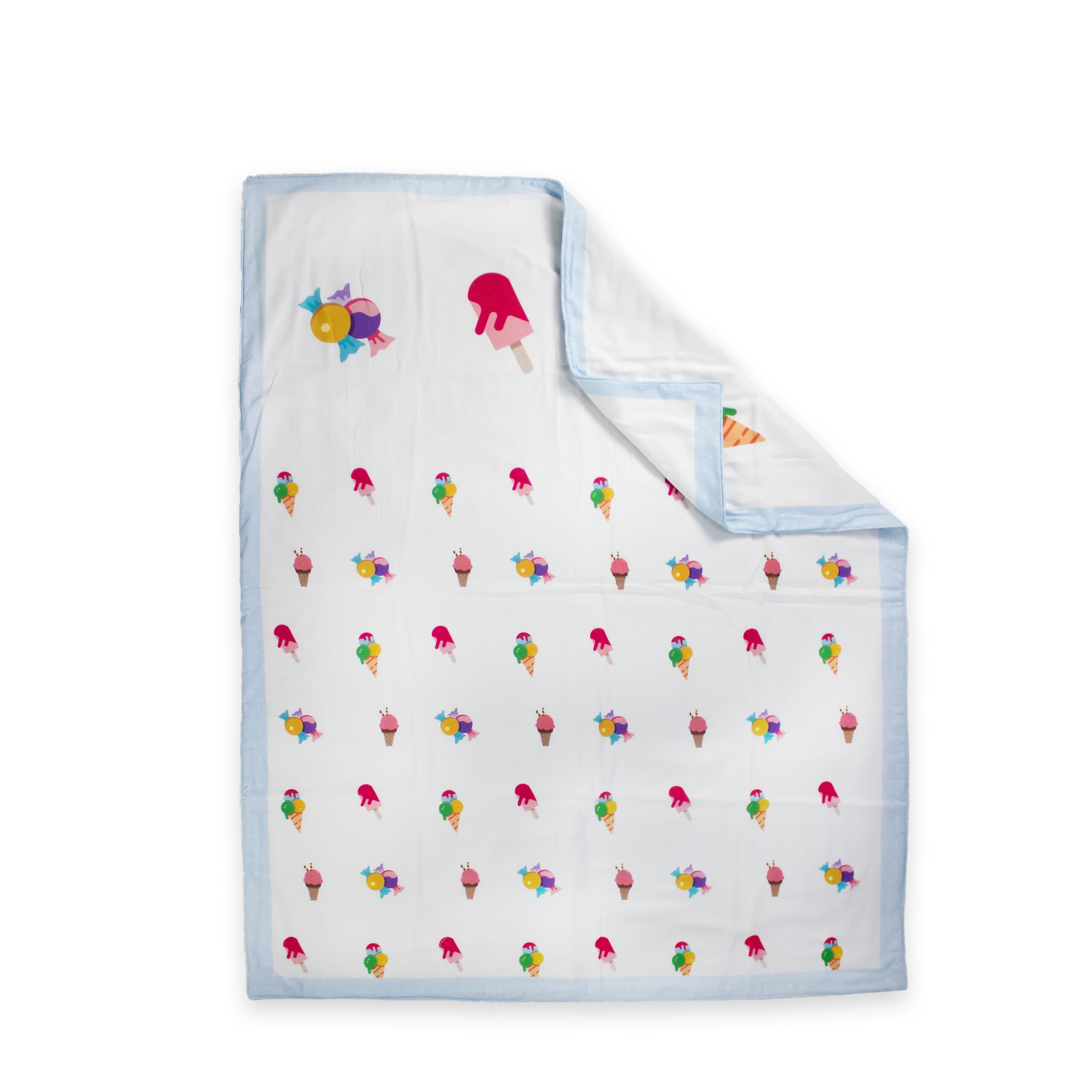 pimsa india new born cotton multilayer breathable baby blanket dohar for gifting sky blue color ice cream theme latest front view