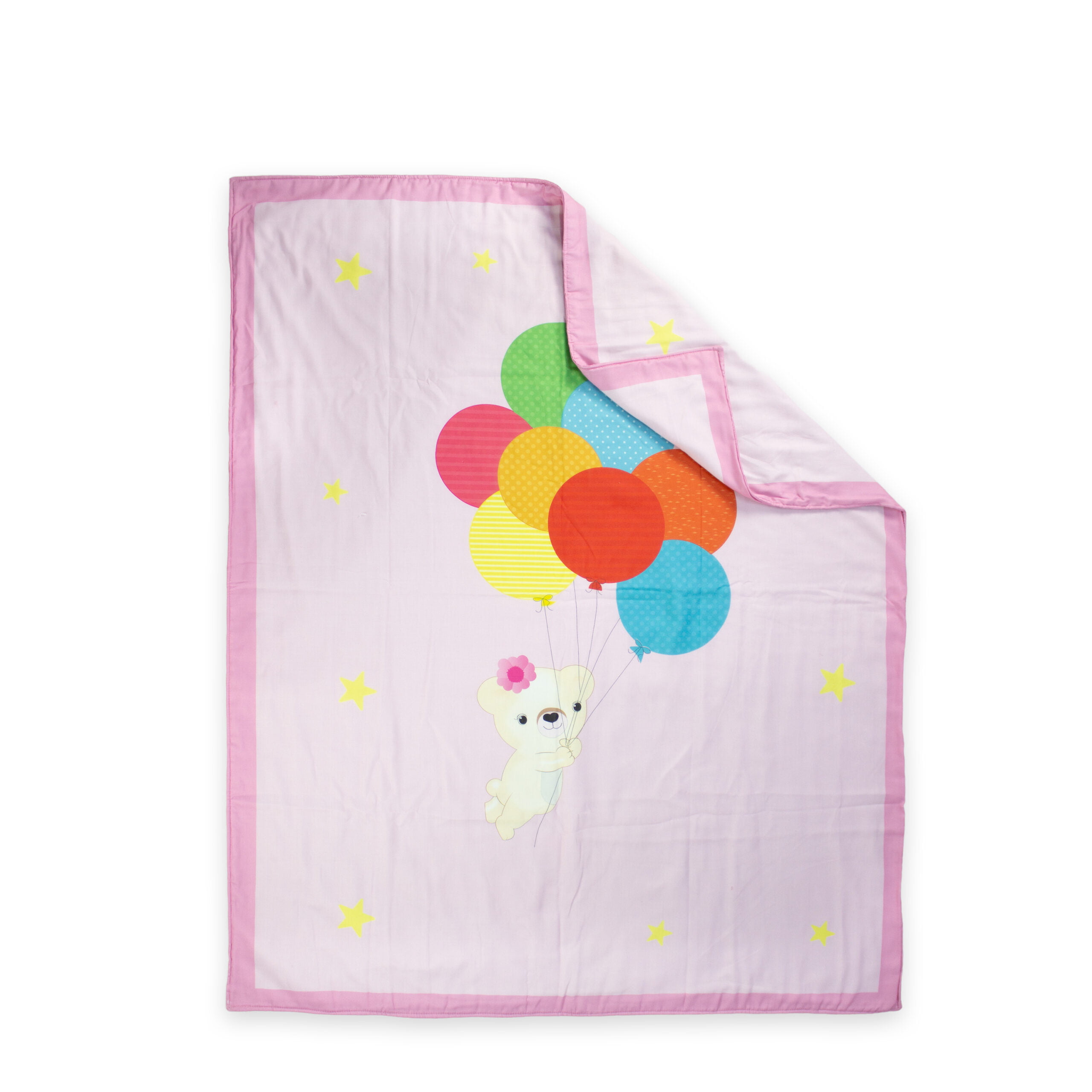 pimsa india new born cotton multilayer breathable baby blanket dohar for gifting pink color ballon theme latest front view