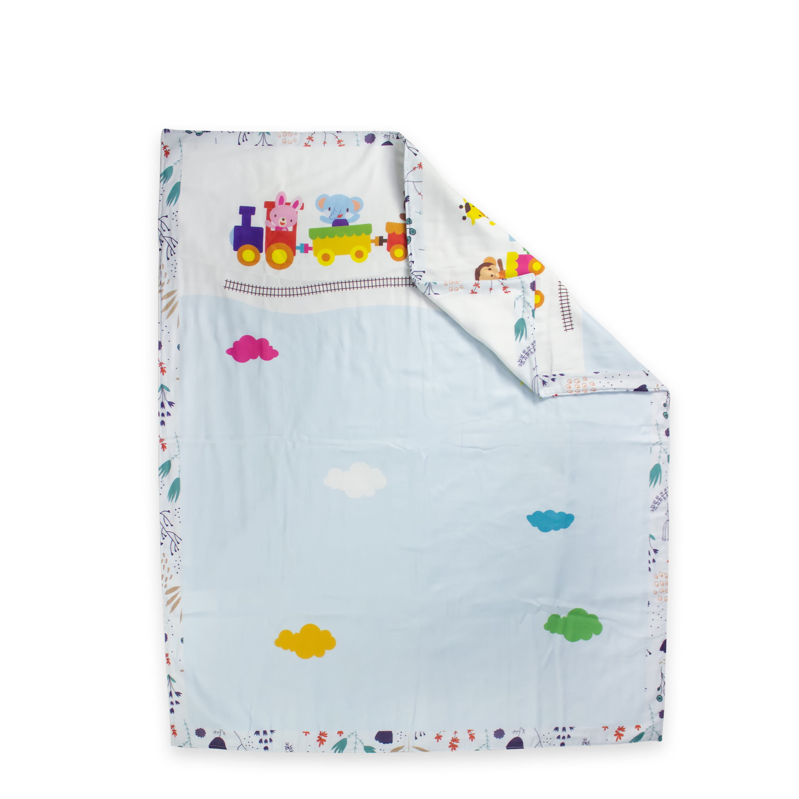 pimsa india new born cotton multilayer breathable baby blanket dohar for gifting blue color animal theme latest front view