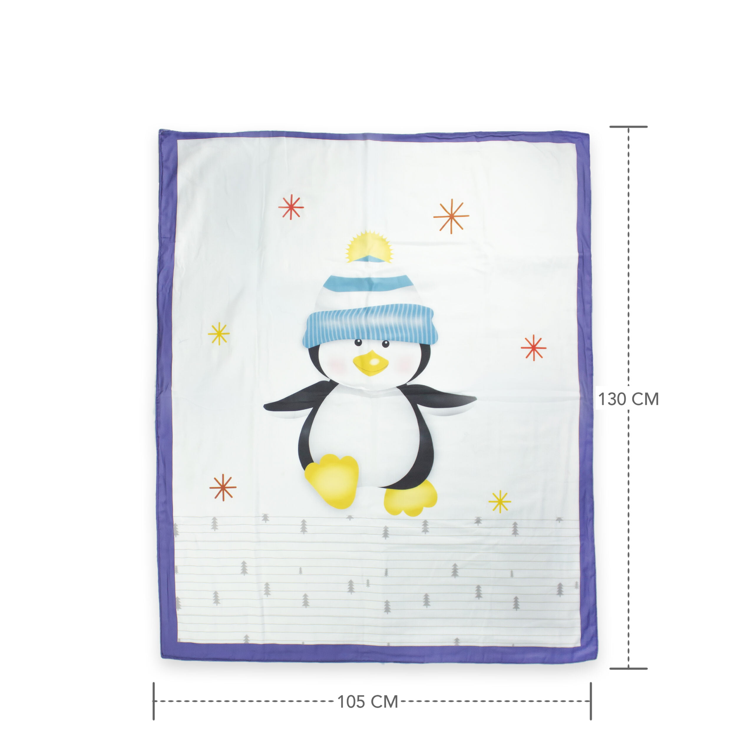 pimsa india new born cotton multilayer breathable baby blanket dohar for gifting blue color penguin theme dimension details
