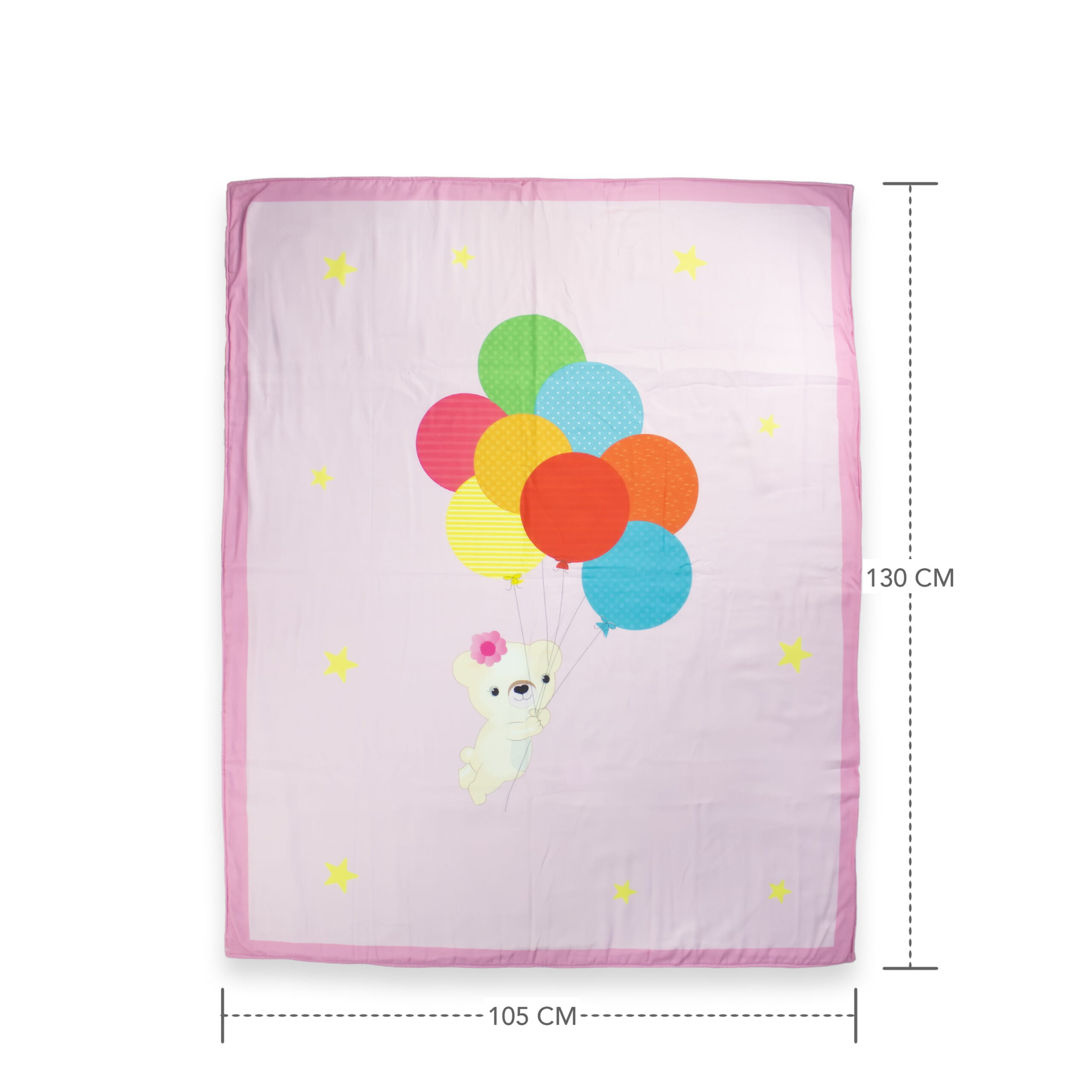 pimsa india new born cotton multilayer breathable baby blanket dohar for gifting pink color ballon theme dimension details