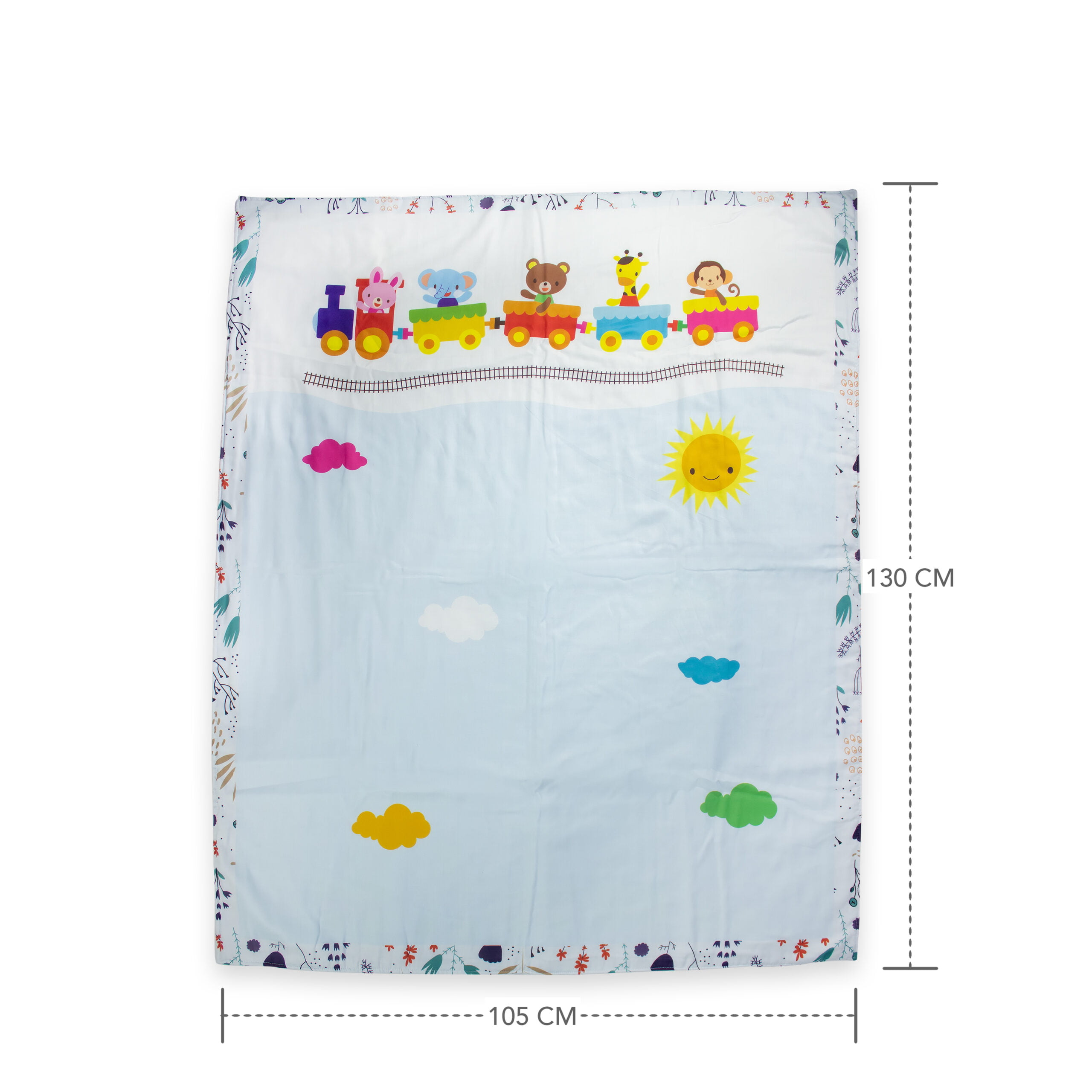 pimsa india new born cotton multilayer breathable baby blanket dohar for gifting blue color animal theme dimension details