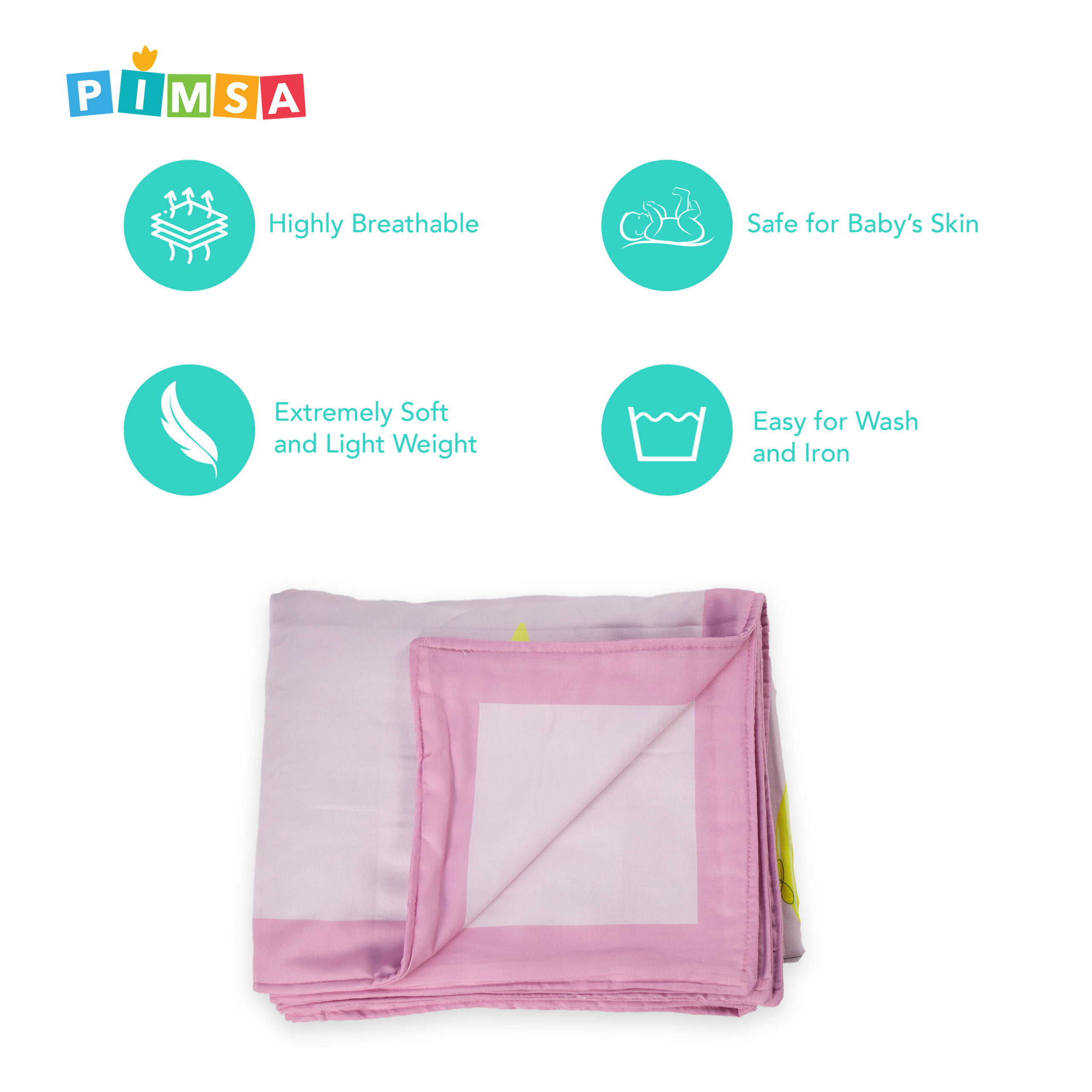 pimsa india new born cotton multilayer breathable baby blanket dohar for gifting pink color ballon theme features view