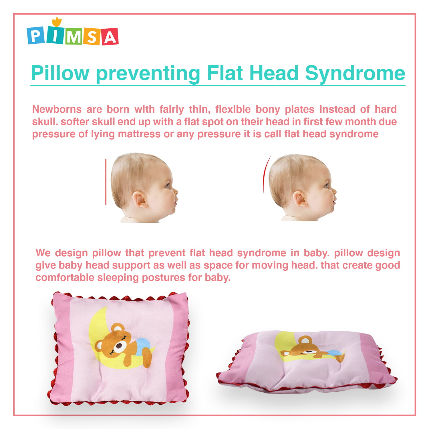 pimsa india new born baby quilt with dry sheet and pillow pink color ballon theme pillow preventing flat head syndrome
