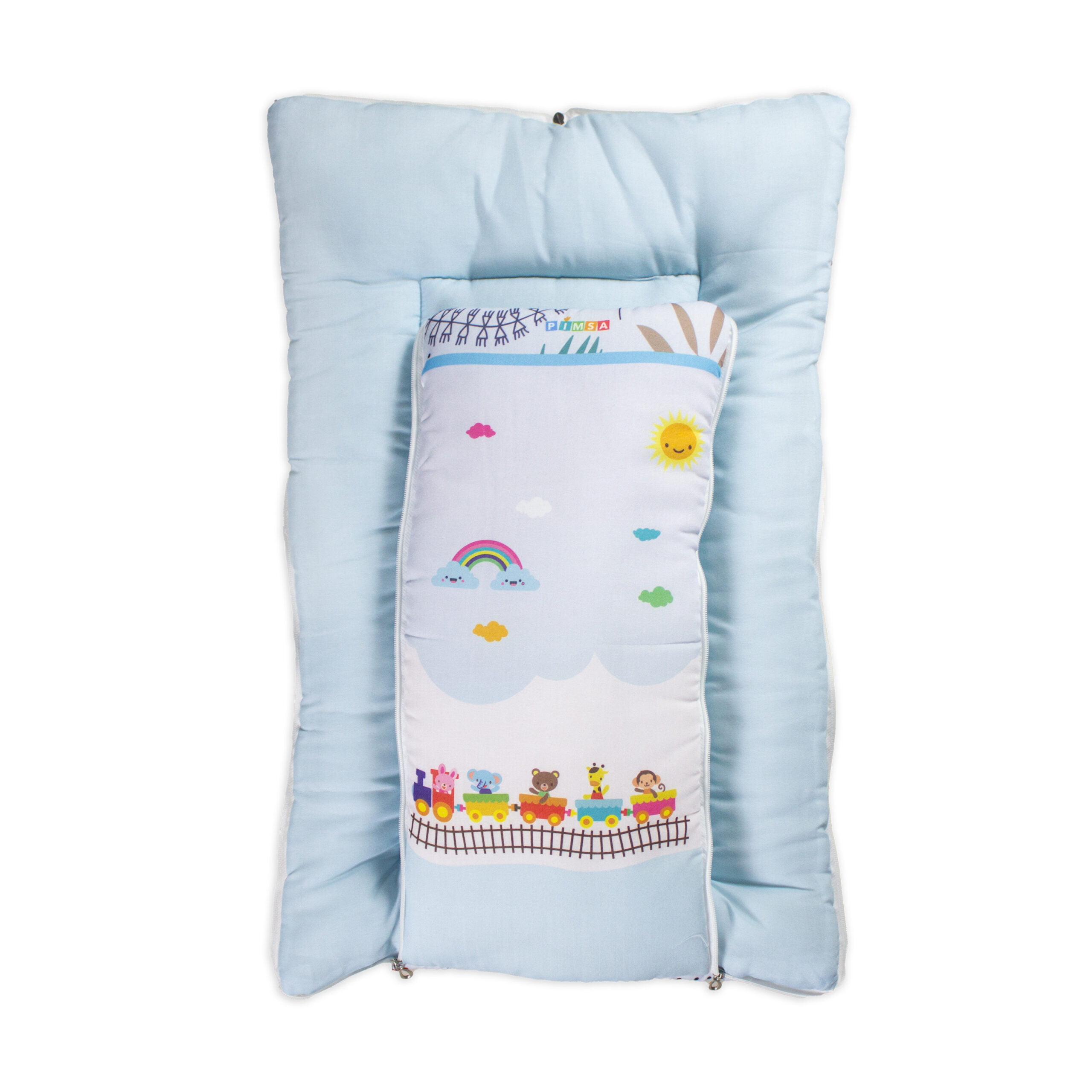 pimsa india Extra Fluffy Sleeping Bag and Convertible for new Born Baby blue color animal theme full open