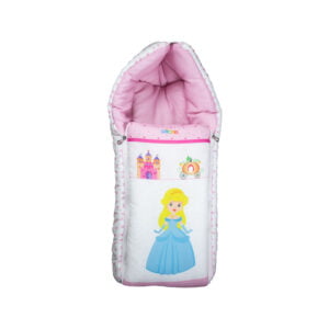 pimsa india Extra Fluffy Sleeping Bag and Convertible for new Born Baby pink color doll theme front view
