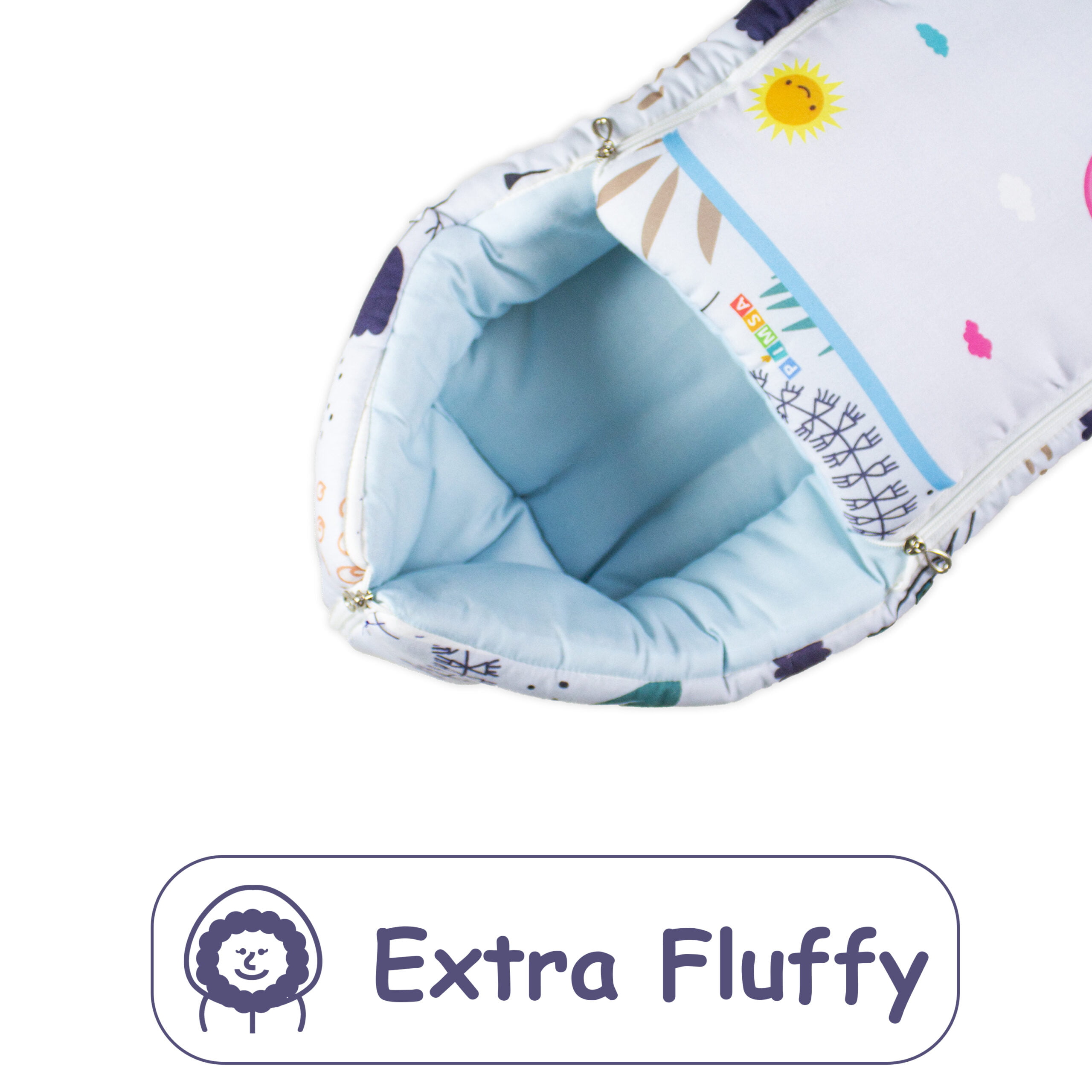 pimsa india Extra Fluffy Sleeping Bag and Convertible for new Born Baby blue color animal theme extra fluffy