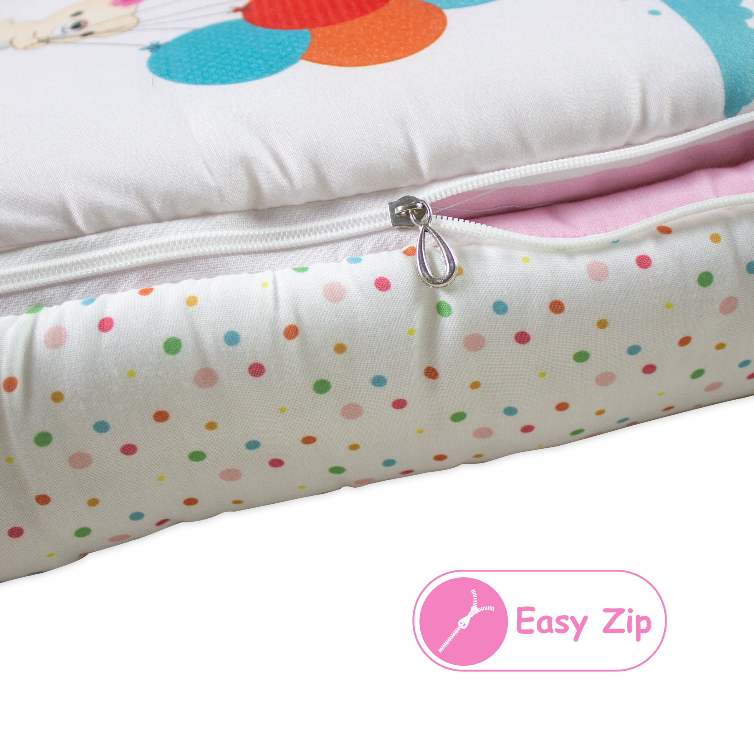 pimsa india Extra Fluffy Sleeping Bag and Convertible for new Born Baby pink color ballon theme close up with stich