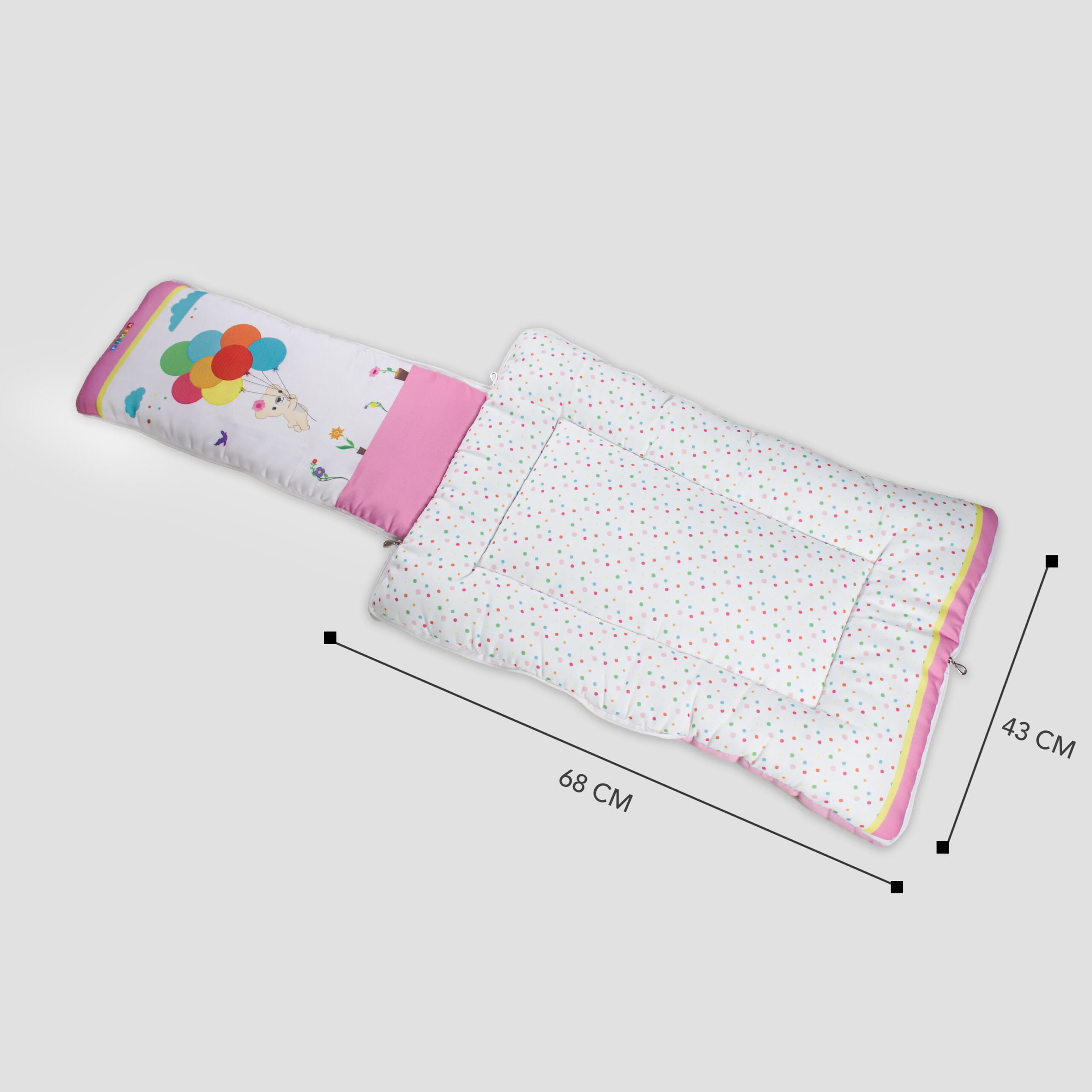 pimsa india Extra Fluffy Sleeping Bag and Convertible for new Born Baby pink color ballon theme dimension details