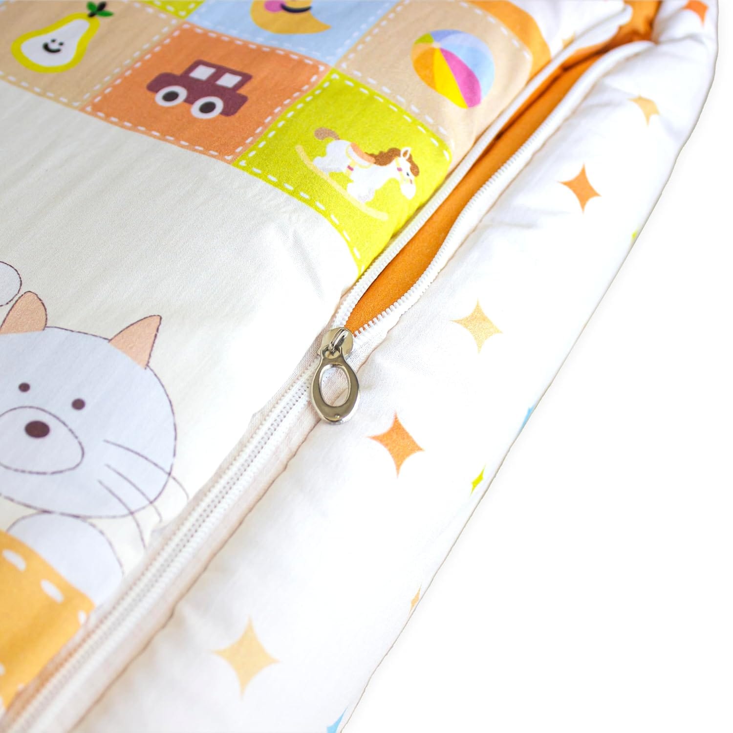 pimsa india Extra Fluffy Sleeping Bag and Convertible for new Born Baby Peach color Puppy theme close up with stich